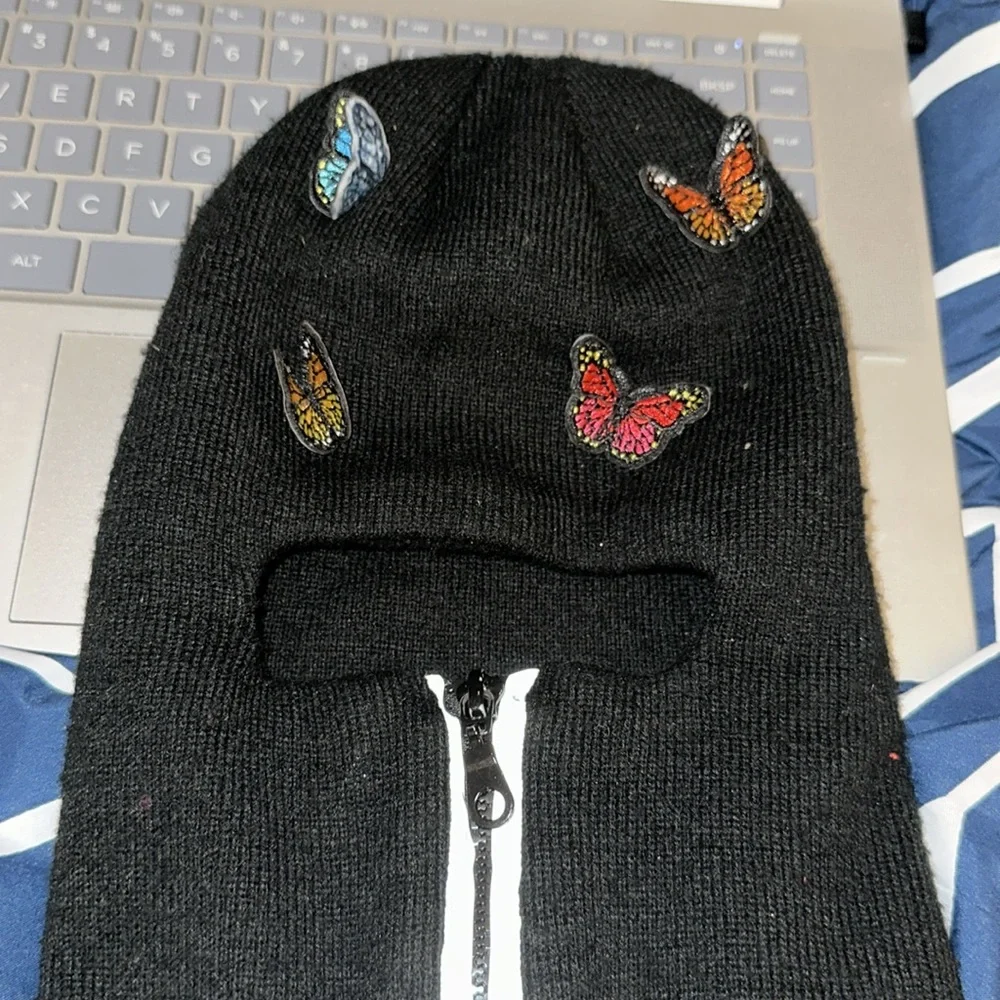 Black Butterfly embedded zip up balaclava reflective